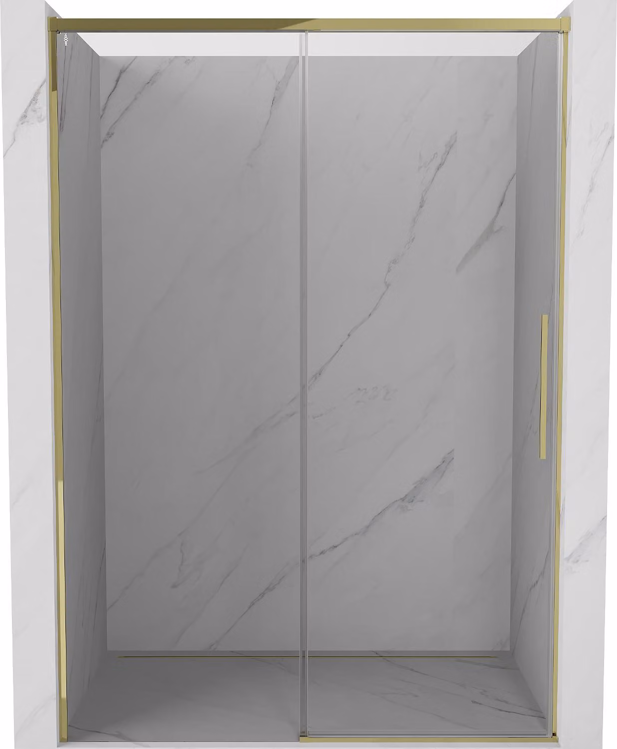 Mexen Rox porta doccia scorrevole 155 cm, trasparente, dorata - 8C2-155-000-50-00