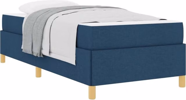 Letto singolo | Letto per adulti | Struttura del letto con materasso Blu 90 x 200 cm Tessuto