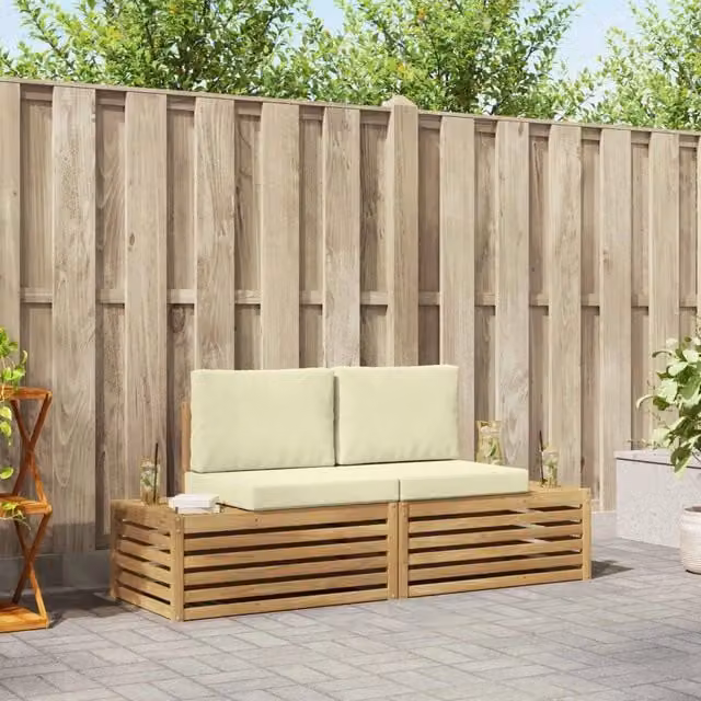 2 pz Set di divani da esterno Poliestere Bianco 3392455
