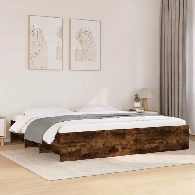 Giroletto senza Materasso-Struttura Letto Rovere Fumo 200x200 cm in Truciolato 756449