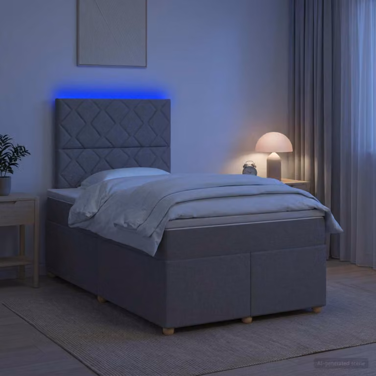 Maison Exclusive - Letto boxspring con materasso Grigio chiaro 120 x 190 cm Tessuto