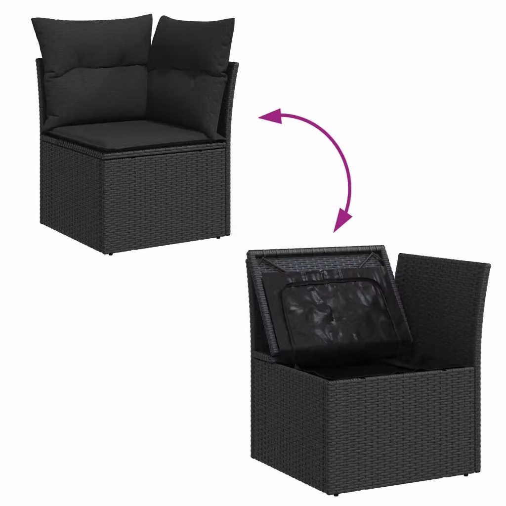 Set Divano da Giardino vidaXL 7 Pezzi a Forma di L con Contenitore Nero e Struttura in Metallo – 3