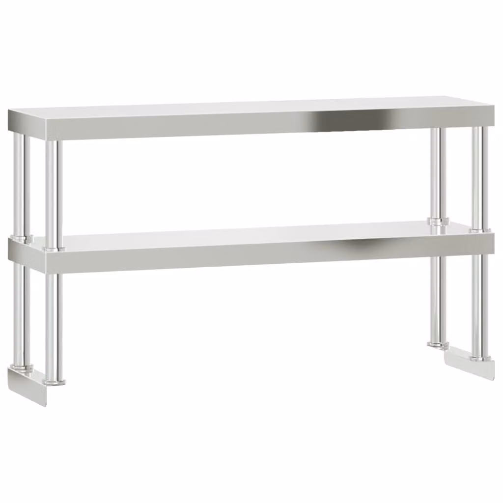 Ripiano per Tavolo da Lavoro 2 Piani 110x30x65 cm Acciaio Inox