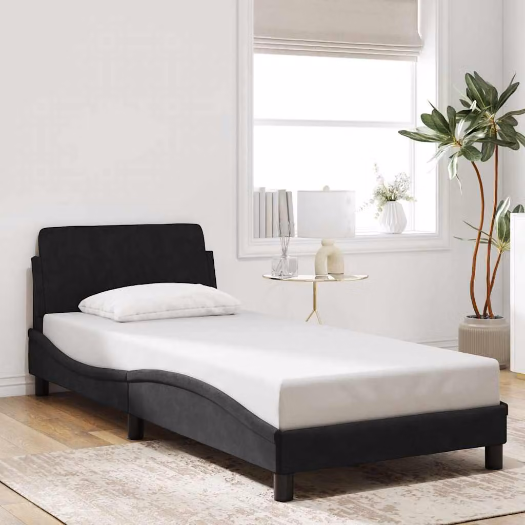 vidaXL Giroletto con Testiera Dover in Velluto Nero L/P/H: 200 x 80 x 85 cm