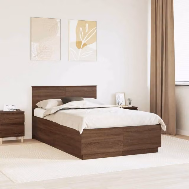 Struttura del letto con strisce LED Rovere Marrone 120 x 190 cm 3408095