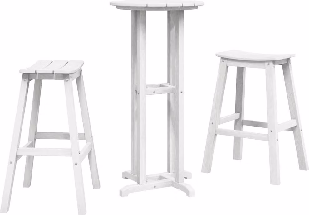 Set Bar da Giardino 3 pcs Bianco HDPE