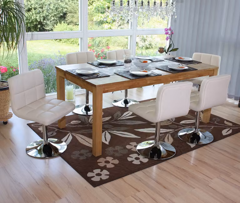 set di 6 sedie per sala da pranzo Sedia girevole Sedia Kavala in Pelle finta cromata ~ crema