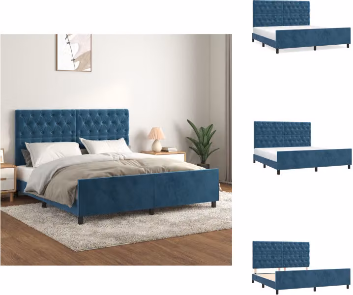 vidaXL Letto con testiera in velluto blu scuro 160x200 cm - Letti & Reti