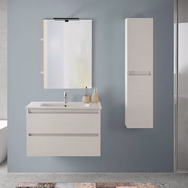 Mobile bagno sospeso INBAGNO Nadia bianco con pensile H 125 cm e base L 80 cm