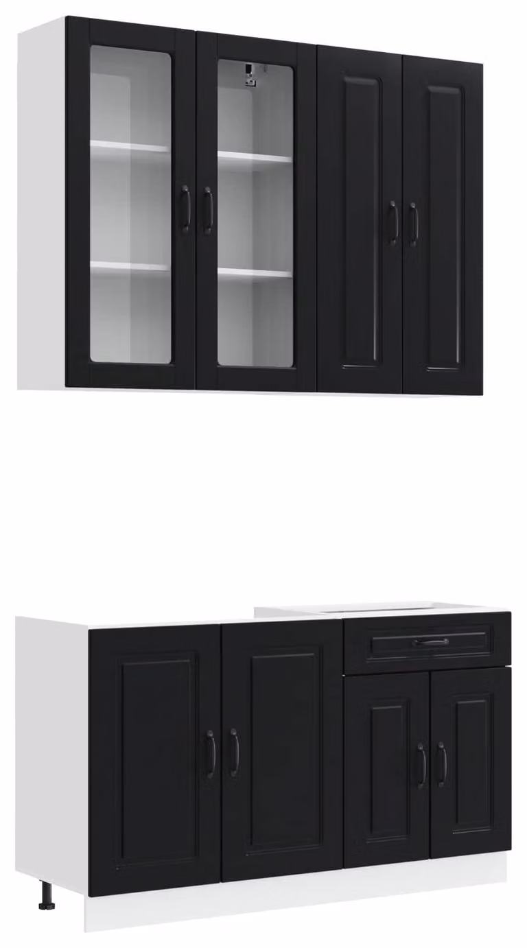 Set da cucina KALMAR, 4 pezzi, colore nero, realizzato in materiale composito di legno