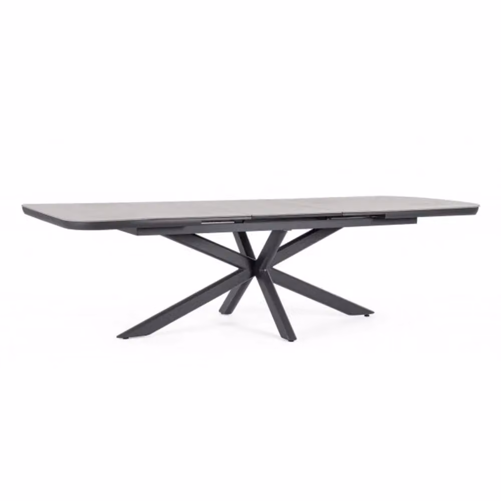 Tavolo allungabile PASCAL in pietra naturale e struttura in alluminio antracite 200×100 cm – 260×100 cm