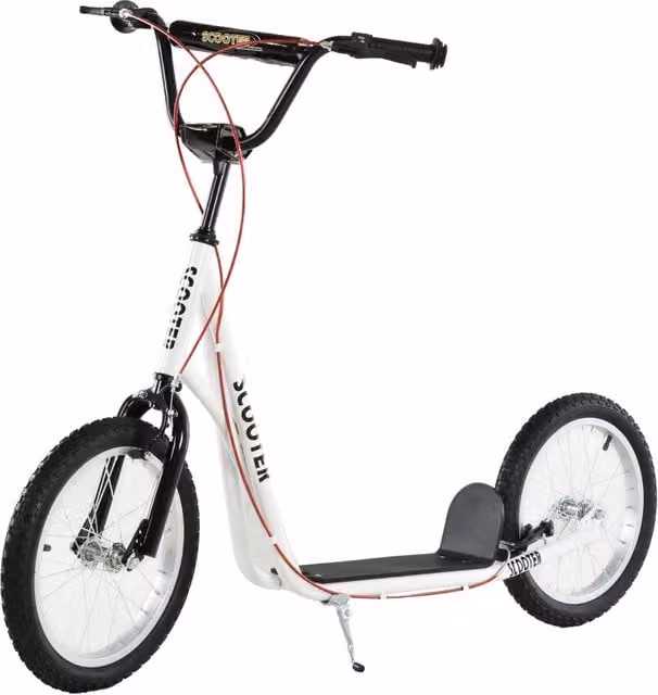 Scooter per bambini e adolescenti zephmum bianco con altezza regolabile e freno L/P/H: 139 x 58 x 90-96 cm