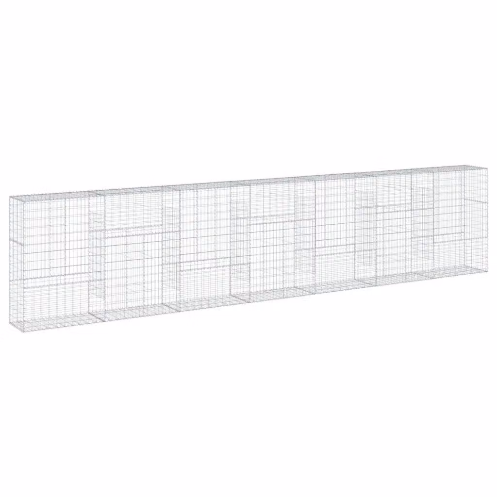 vidaXL Cesto Gabbione con Copertura in Ferro Zincato Grigio L: 700 cm, P: 50 cm, H: 150 cm – 2