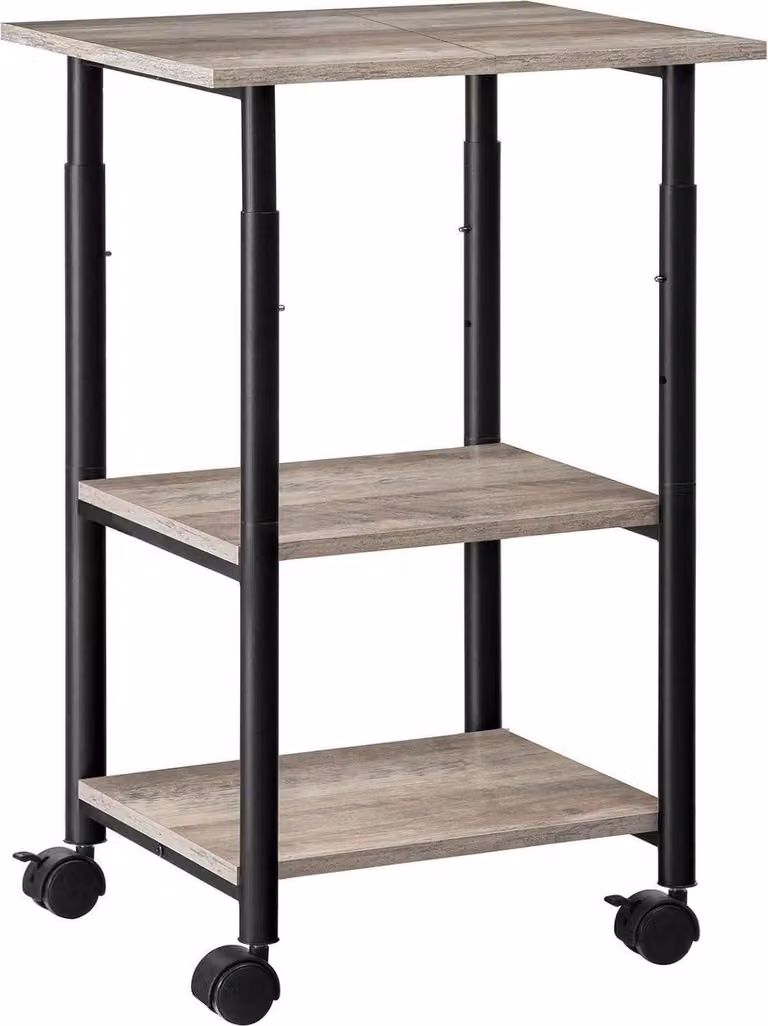 Tavolo per stampanti HOOBRO con ruote bloccabili, 3 livelli, regolabile in altezza, 48,5 x 40 x 67 cm