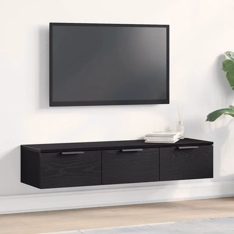 Armadietto a muro con cassetto vidaXL Nero Opaco L: 102 cm, P: 30 cm, H: 20 cm