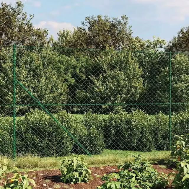 Recinzione a rete verde vidaXL in acciaio zincato rivestito in PVC, L: 25 m, H: 1,6 m – 1