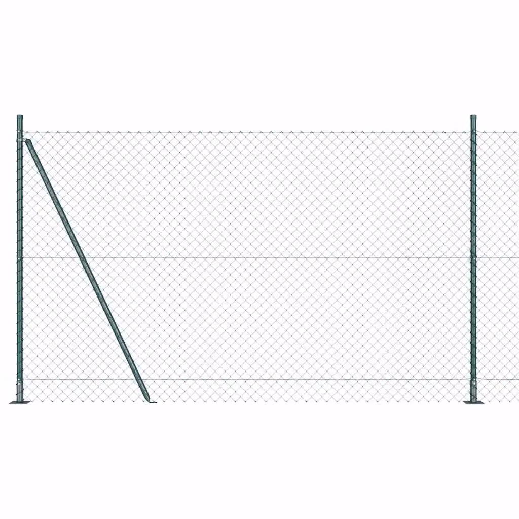Recinzione a maglie vidaXL in acciaio rivestito in PVC verde, L: 10 m, H: 1,5 m