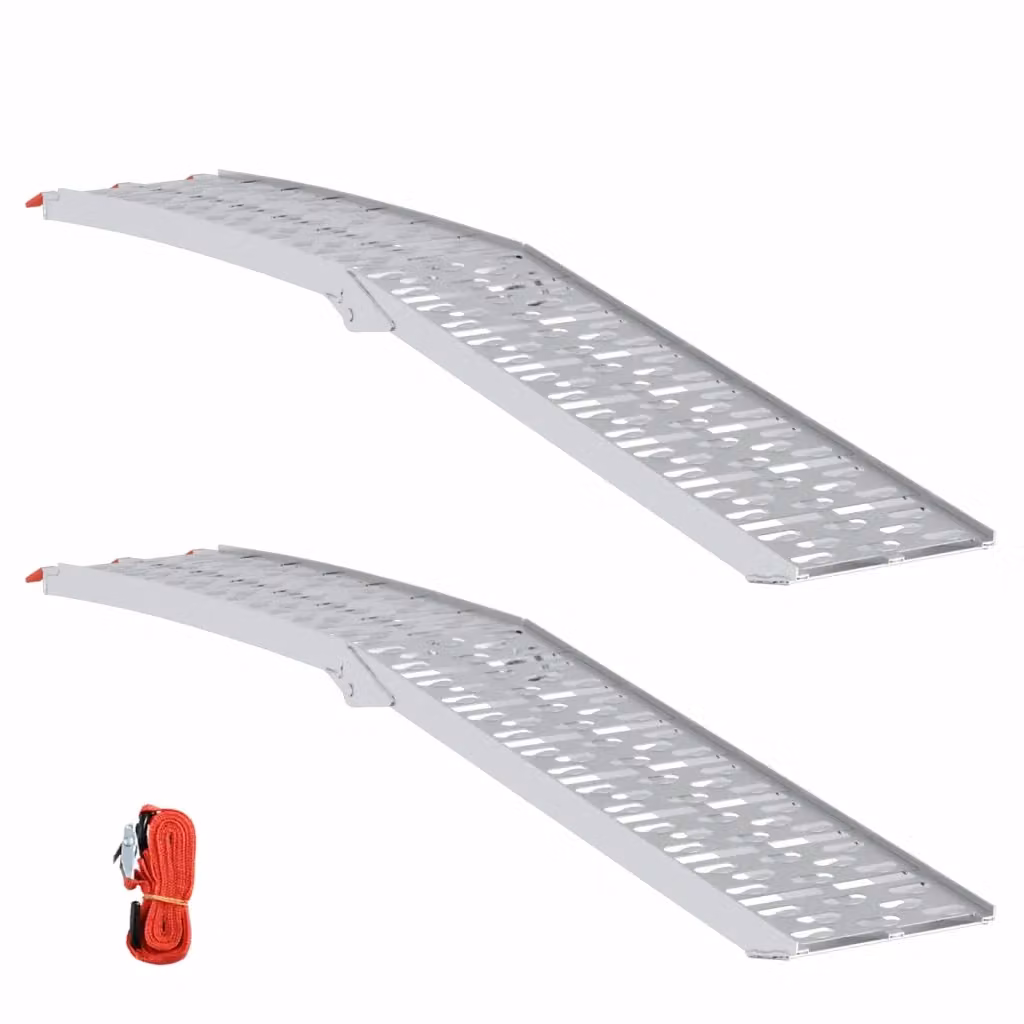 Set di 2 rampe pieghevoli per moto vidaXL in alluminio argento, portata 340 kg per rampa – 2