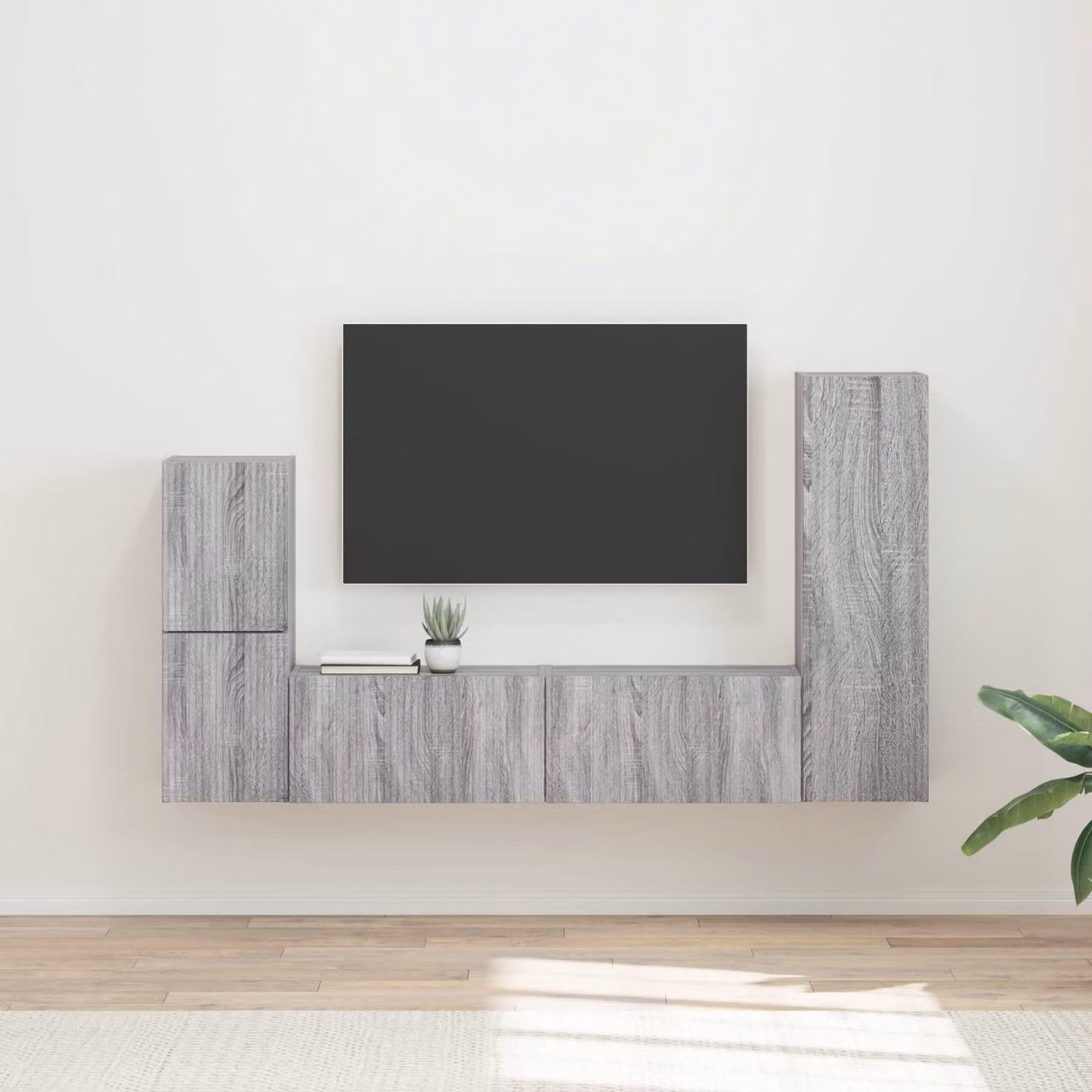 Set mobile TV moderno vidaXL da 4 pezzi in legno e MDF Grigio per soggiorno