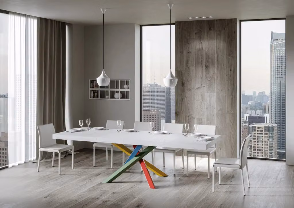 Tavolo allungabile Itamoby Volta Premium Bianco Frassino con telaio a X L: 90-264 cm, P: 160 cm, H: 77 cm – 2