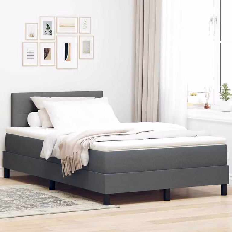 vidaXL Letto a molle con strisce LED e porta USB Grigio, L/P/H: 200 x 120 x 88 cm