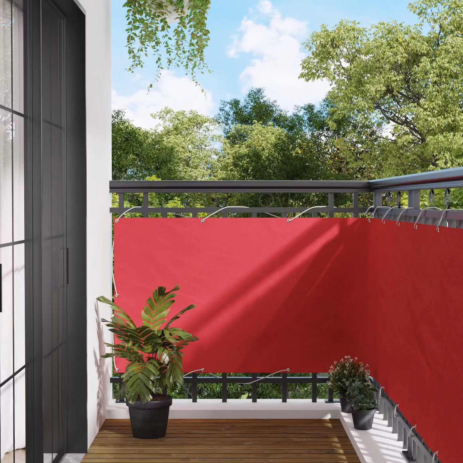Schermo da balcone rettangolare vidaXL in tessuto Oxford rosso, L: 800 cm, H: 100 cm