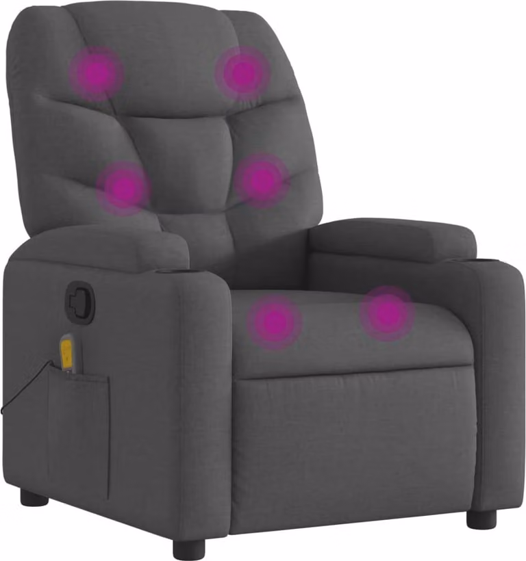 Poltrona Massaggiante Reclinabile Grigio Scuro in Tessuto