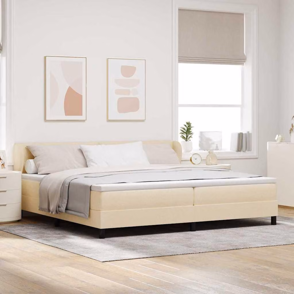 Maison Exclusive - Letto boxspring con testiera color crema 200 x 200 cm in tessuto