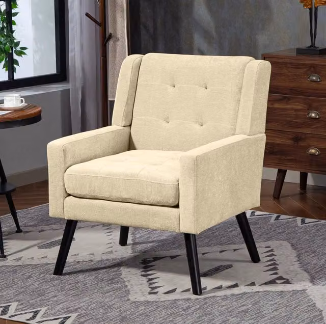 Set di 2 Poltrone Accent (Singola e Doppia) con Imbottitura in Schiuma ad Alta Densità e Gambe in Legno Massello per Soggiorno e Ufficio