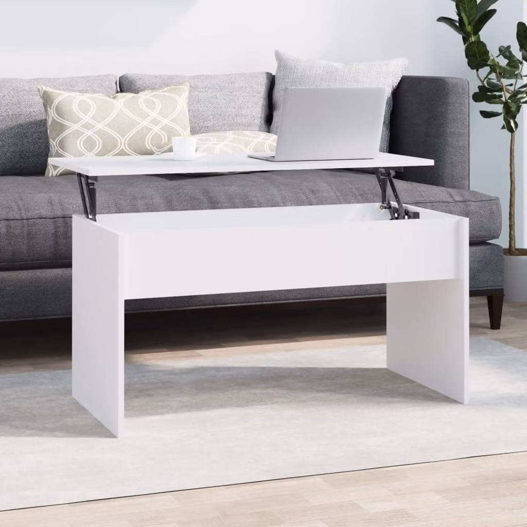 Tavolino The Living Store bianco 102x50,5x52,5 cm in materiale ligneo