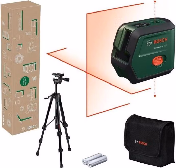Laser a linea Bosch UniversalLevel 2, rosso, con treppiede, per rifiniture