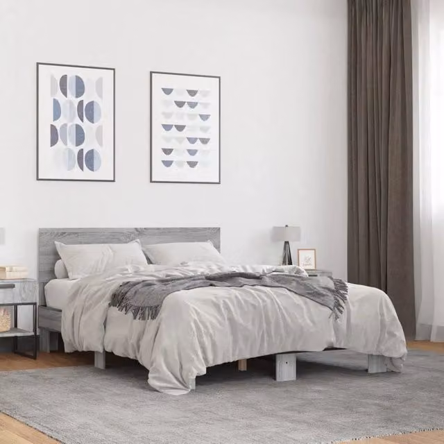Letto Giroletto Sonoma Grigio vidaXL in Legno e Metallo 120x200 cm