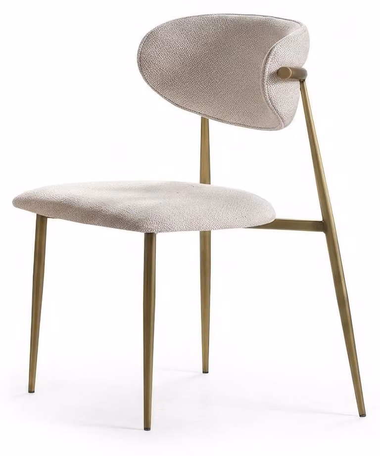 Sedia da pranzo, design moderno, beige e oro, elegante, lussuosa, imbottita