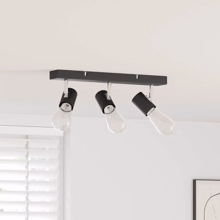 Faretto da soffitto regolabile vidaXL in metallo nero L 38 cm, P 6,5 cm, H 11,5 cm