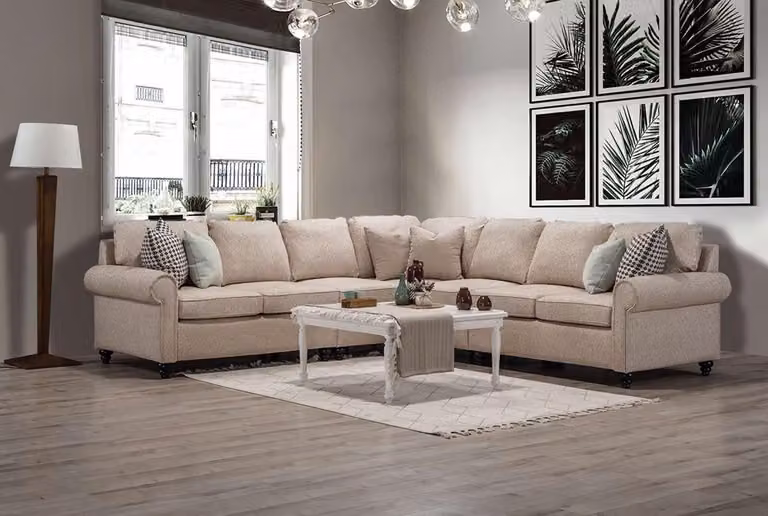 Beiges L-Ecksofa – Modular und Stilvoll Kombinierbar für Ihr Zuhause