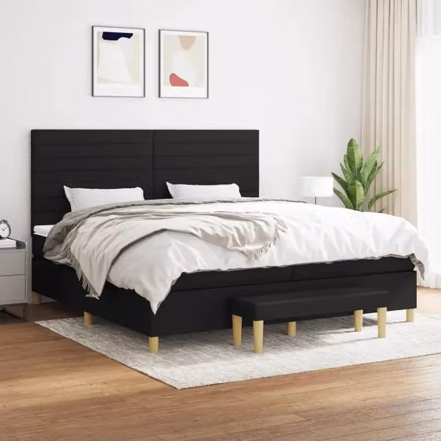 Letto Ibrido con Giroletto a Molle e Materasso vidaXL, Colore Nero e Bianco, L/P/H: 200 x 200 x 128 cm – 1