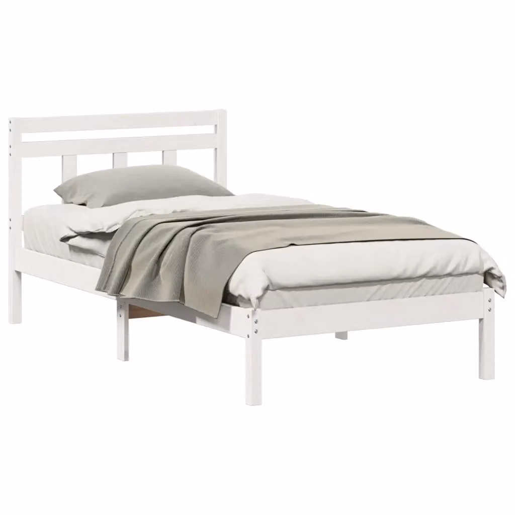 Letto in pino massello bianco con struttura, giroletto e rete a doghe fisse Design In L/P/H: 200 x 100 x 78 cm – 2
