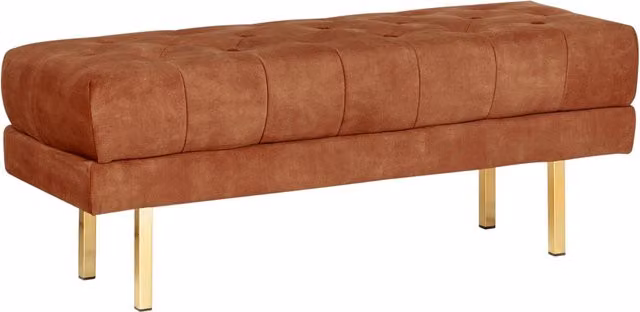 Panca Beliani in Velluto Rosso con Gambe in Metallo Oro per Camera da Letto e Soggiorno L: 150 cm, P: 44 cm, H: 44 cm