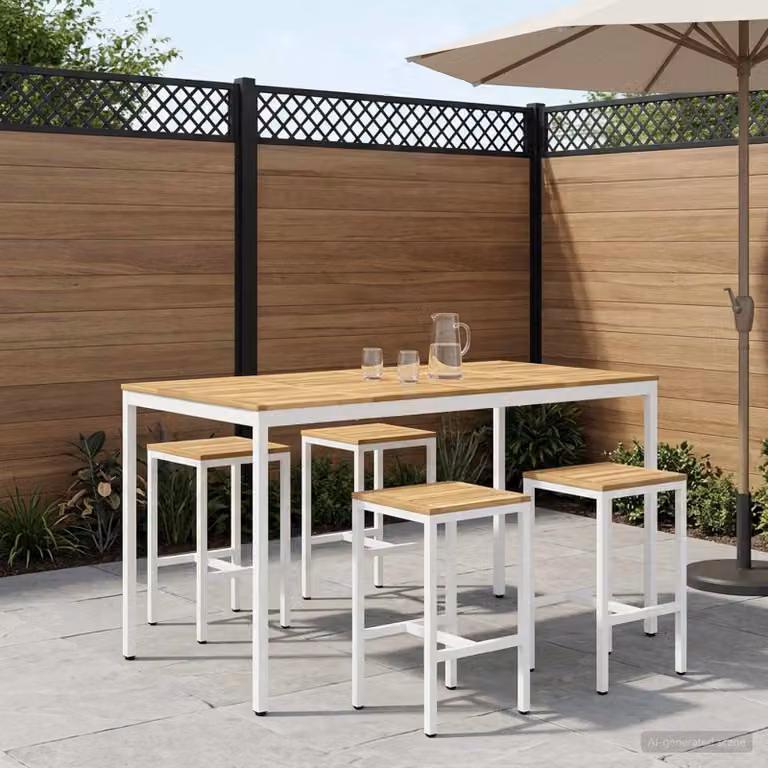 vidaXL Tavolo da giardino rettangolare in legno di acacia bianco L: 196 cm, P: 100,5 cm, H: 105 cm