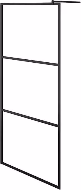 Parete Doccia Walk-in in Vetro Trasparente ESG Nera 90x195 cm CFW2678249