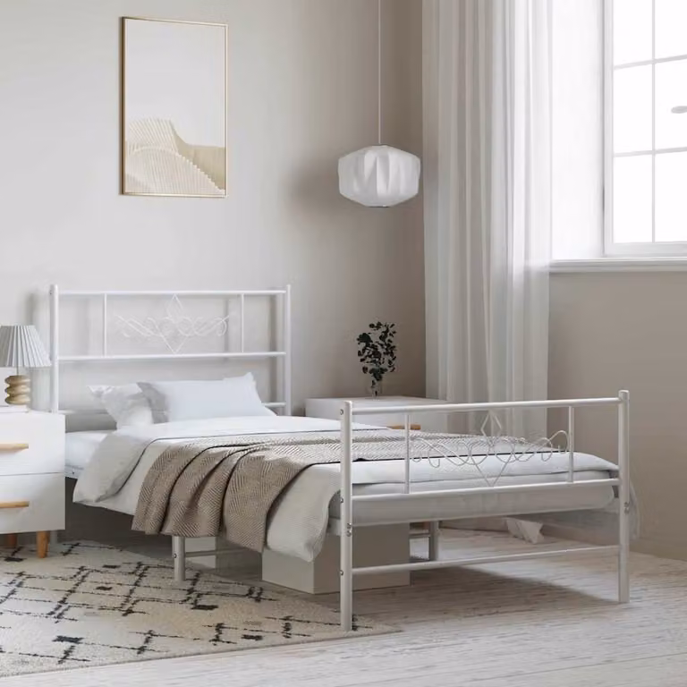 vidaXL Giroletto con Testiera e Pediera in Metallo Bianco 100x200 cm