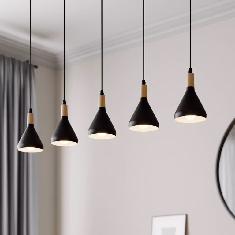 Lampada a sospensione Arina Lindby, dimmerabile, Nero, Soggiorno / Sala da pranzo, Metallo, Moderno, Lampada a sospensione