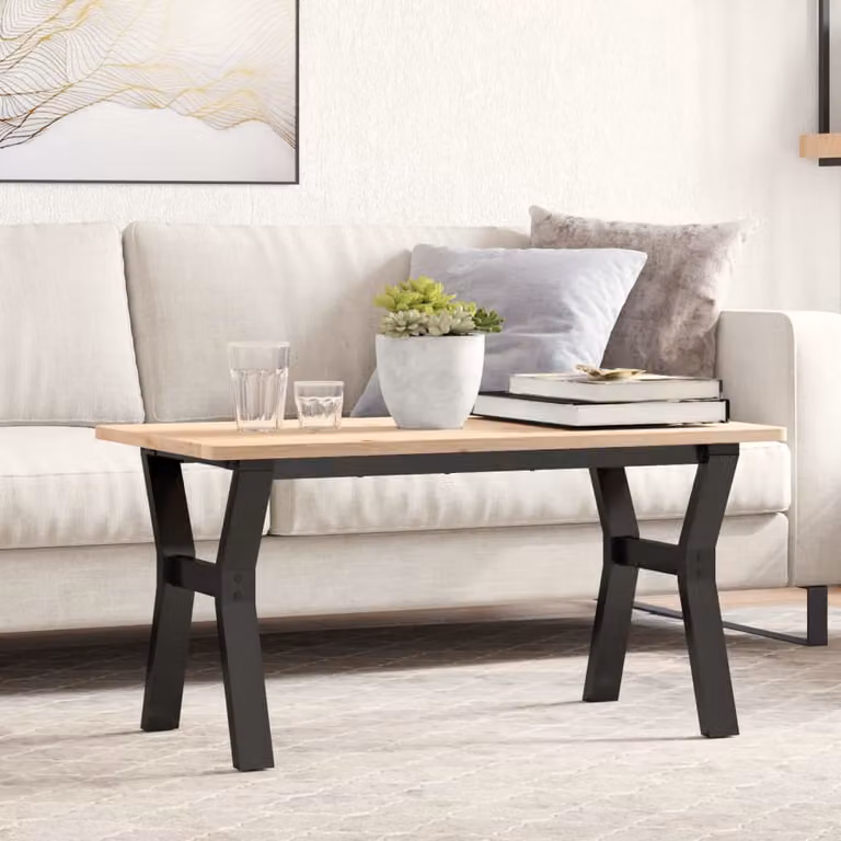 vidaXL Telaio a Y per Tavolino da Salotto in Metallo Verniciato Nero, L 80 cm x P 40 cm x H 43 cm