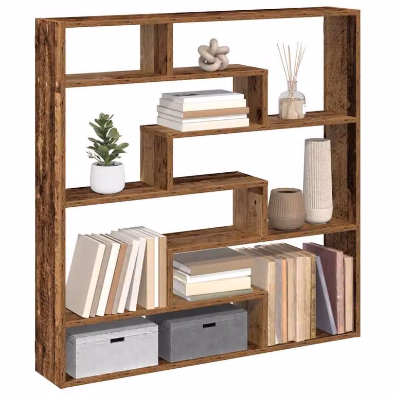 vidaXL Mensola a Cubo da Parete con 7 Scomparti in MDF Colore Marrone Antico Rustico
