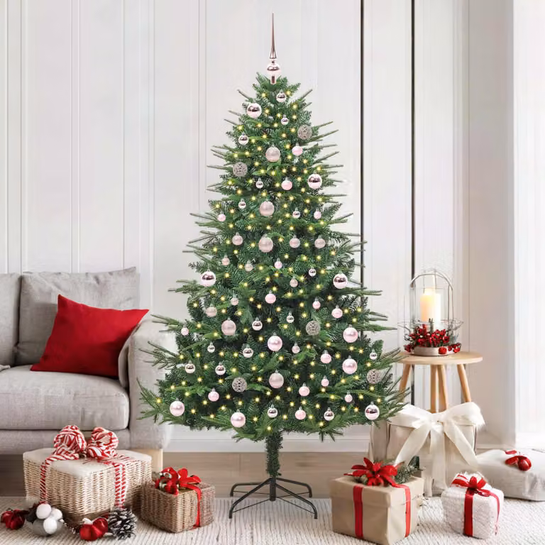vidaXL Albero di Natale Artificiale Pre-illuminato con Set di Palline
