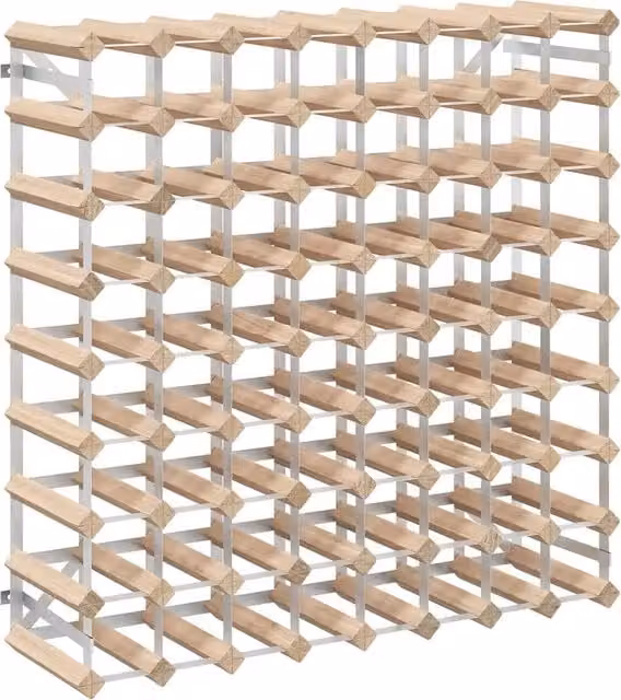 Portavini da parete in legno massello di pino marrone per 72 bottiglie CFW6757436 – 1