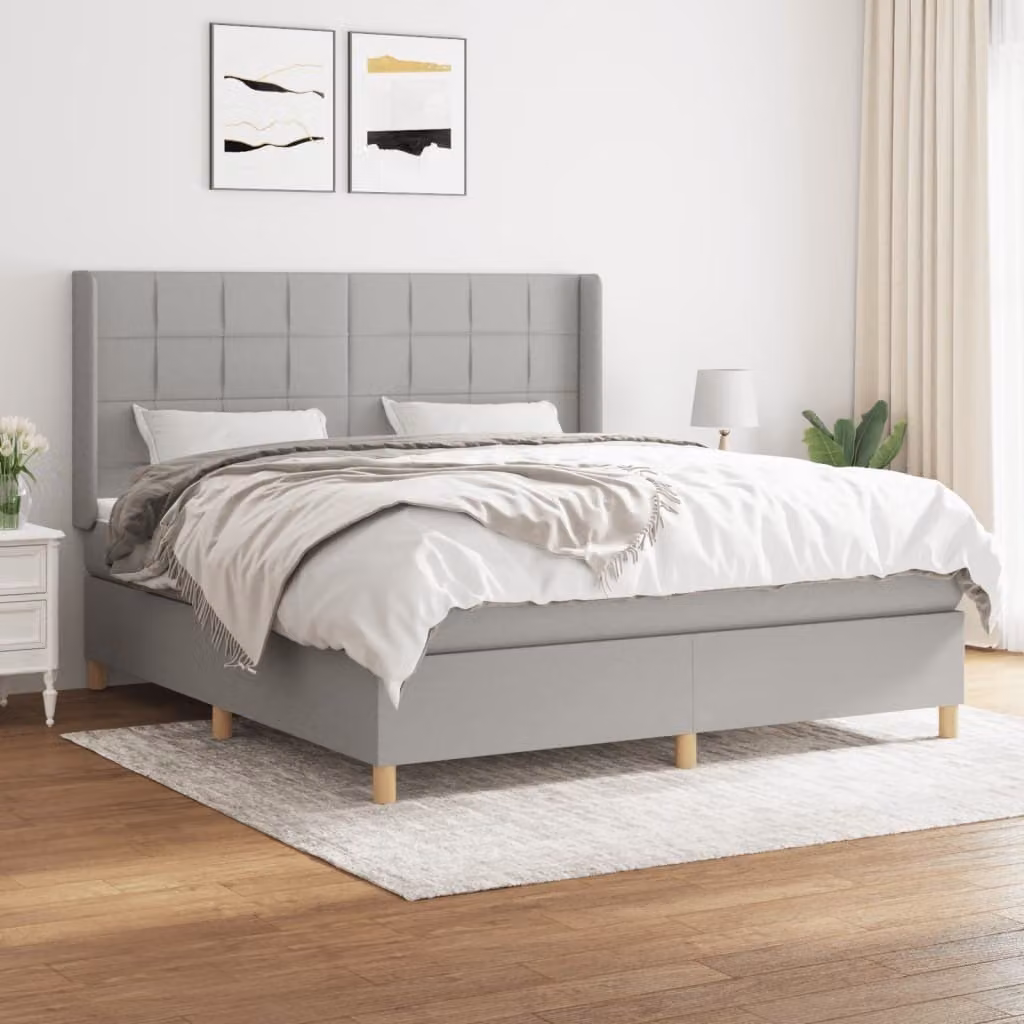 Maison Exclusive - Giroletto a Molle con Materasso Grigio Chiaro160x200 cm Tessuto