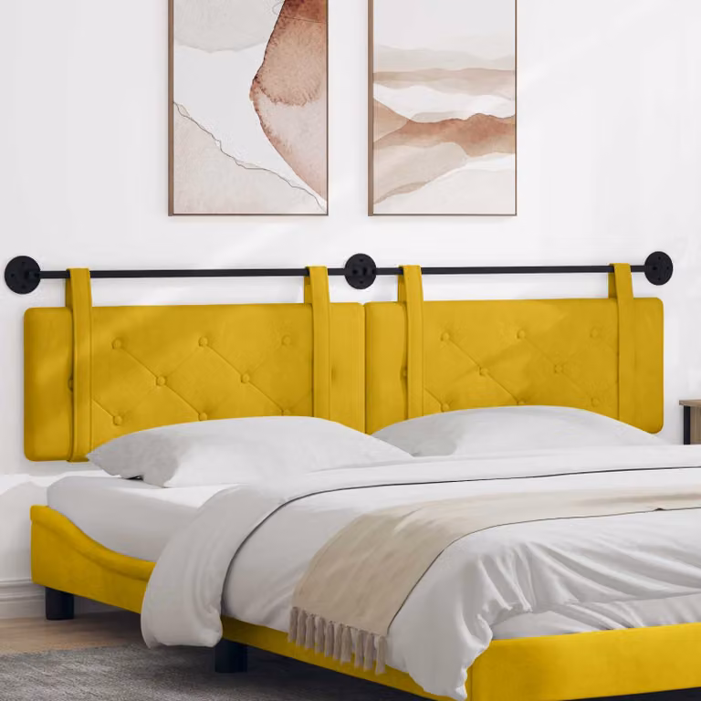 Testiera sospesa vidaXL in velluto giallo per camera da letto