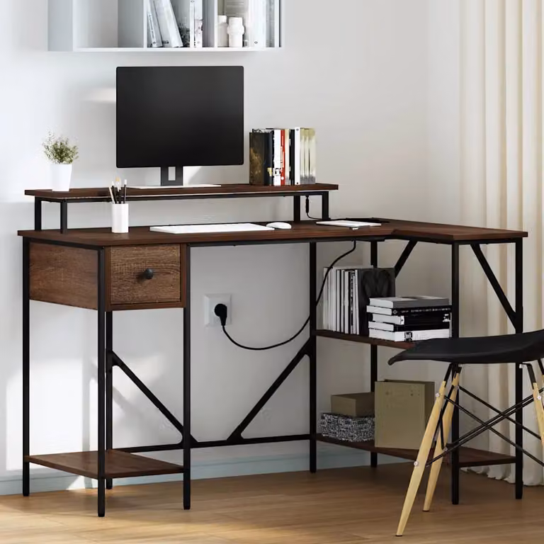 Scrivania da ufficio moderna vidaXL in rovere marrone L: 120 cm, P: 79 cm, H: 86,5 cm