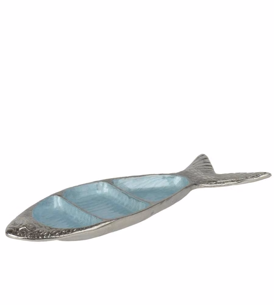 Kaemingk Vassoio decorativo Azzurro Metallo Pesce 36x10,5xh2,5 cm Elegante